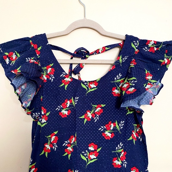 NWT w/Defects JILL Jill Stuart Midnight Navy Blue Jacquard Floral Tiered Dress - Picture 6 of 12